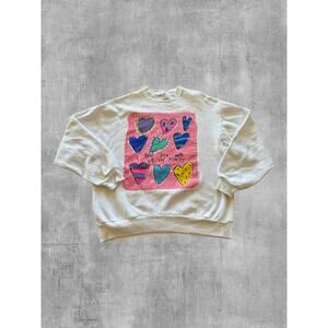 Vtg 90s Sally Huss Sweatshirt LRG I Love You With All My Hearts Jerzees USA Made